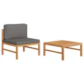 Meble ogrodowe - shumee shumee 2 cz zestaw wypoczynkowy do ogrodu ciemnoszare poduszki tek - miniaturka - grafika 1