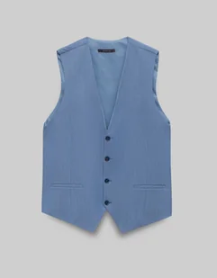 kamizelka do zestawu lido niebieski slim fit - Kamizelki męskie - miniaturka - grafika 1