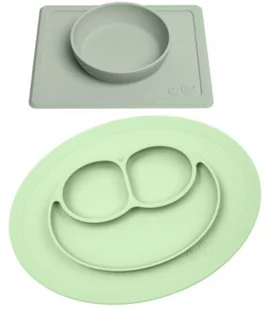 ZESTAW EZPZ SILIKONOWA MISKA I TALERZYK MINI MAT-zielen - Zestawy naczyń dla dzieci - miniaturka - grafika 1