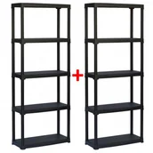 Szafy i regały magazynowe - B2B Partner Regał plastikowy TEMPO 1+1 GRATIS, 1740x700x300 mm, 5 półek 158197 - miniaturka - grafika 1