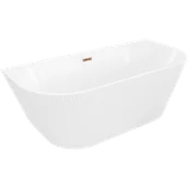 Wanny - Mexen Oris wanna wolnostojąca przyścienna ryflowana 170 x 80 cm, biała, przelew różowe złoto - 52871708000-60 - miniaturka - grafika 1