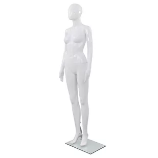 vidaXL Manekin damski ze szklaną podstawą, biały, błyszczący, 175 cm vidaXL - Manekiny wystawowe - miniaturka - grafika 1