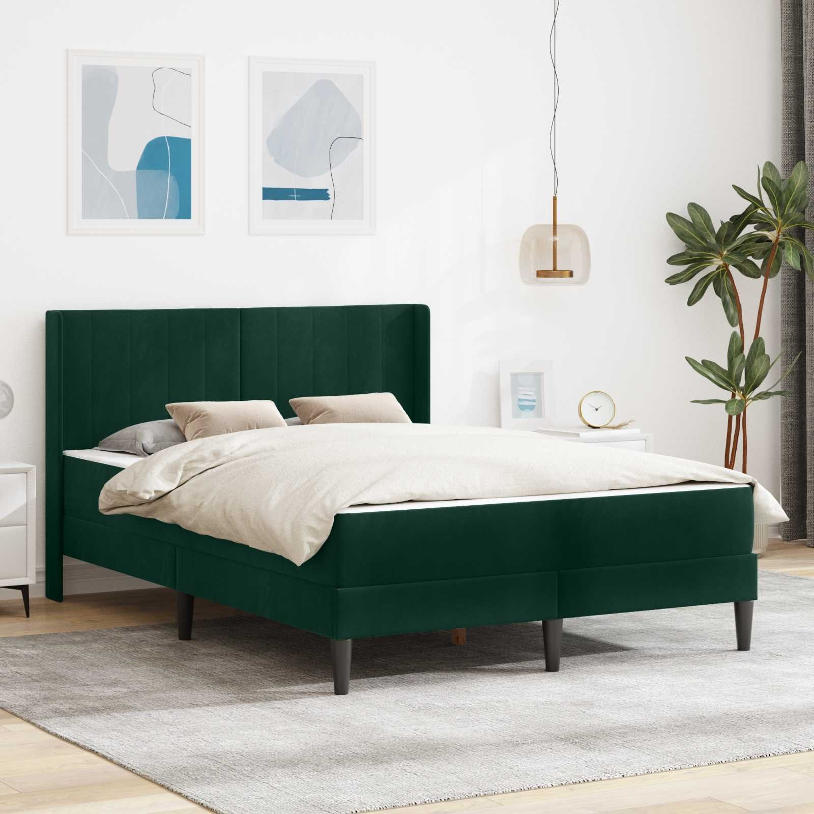 vidaXL vidaXL Ramka łóżka Ciemna zieleń 120 x 190 cm Aksamit