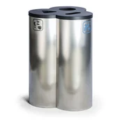 Kosze na śmieci - B2B Partner Kosz do segregacji śmieci, 90 l, ze stali nierdzewnej 405004 - miniaturka - grafika 1