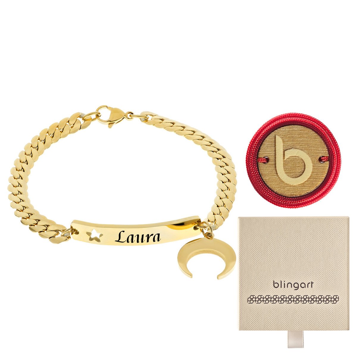 Bransoletka damska z GRAWEREM pancerka KSIĘŻYC