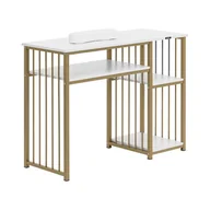 Stoliki do manicure - physa Biurko do manicure żelazna rama białe / złote 3 półki podpórka pod dłonie - Biurka do manicure - miniaturka - grafika 1