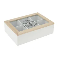Pojemniki kuchenne - EXCELLENT HOUSWARE EXCELLENT HOUSWARE Pudełko na herbatę z przegródkami białe HZ1930930-3 - miniaturka - grafika 1