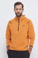 Bluzy męskie - Under Armour bluza treningowa Unstoppable kolor pomarańczowy z kapturem gładka - miniaturka - grafika 1