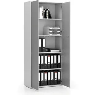 B2B Partner Szafa biurowa z drzwiami LAYERS, 4 półki, 800 x 400 x 1905 mm, biała/szara 611525 - Szafy biurowe - miniaturka - grafika 1