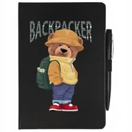 Zeszyty szkolne - NOTES CZARNY A5 LINIA+ DŁUGOPIS BACKPACKER Wzory - miniaturka - grafika 1