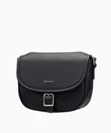 Torebki damskie - PUCCINI Czarna listonoszka z logowanym paskiem - miniaturka - grafika 1