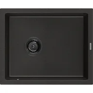 Zlewozmywaki - Mexen Pedro zlewozmywak granitowy 1-komorowy 560 x 460 mm, czarny/złoty metalik, syfon czarny - miniaturka - grafika 1