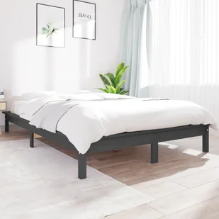 Łóżko z litego drewna sosna szara 160x200 cm - Łóżka - miniaturka - grafika 1