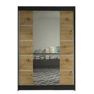 Szafy - Szafa z drzwiami przesuwnymi Lino V, Czarny / Dąb Artisan - miniaturka - grafika 1