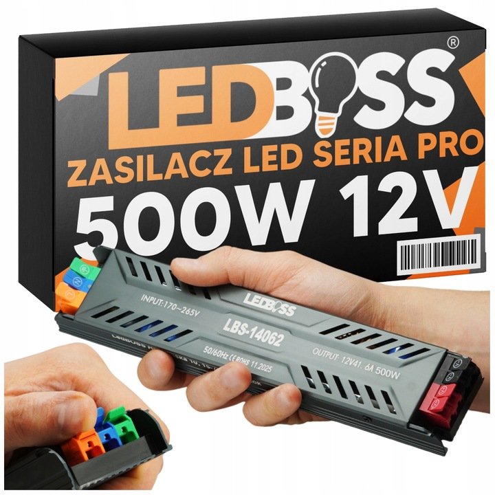 FORMAT Zasilacz Led 500W 12V Transor Modułowy Slim 40A IP20 Do Taśm Opraw