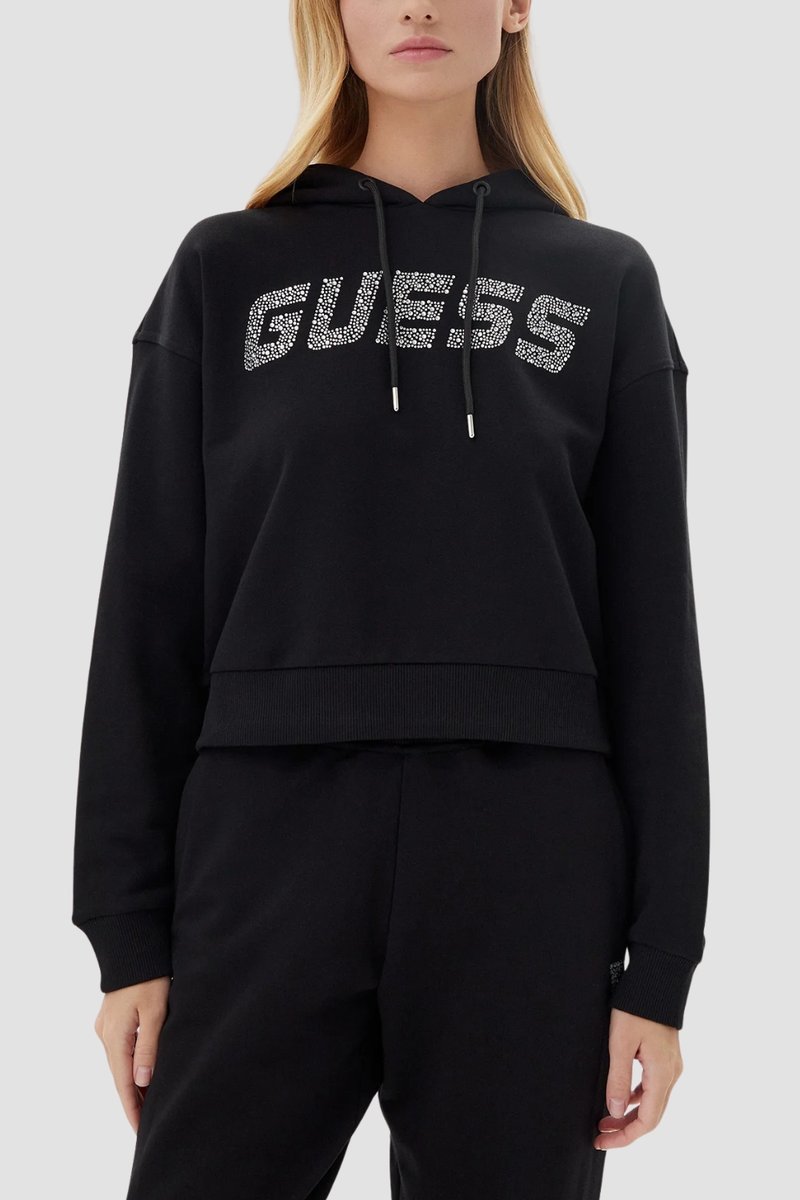 GUESS Сzarna bluza z kapturem damska z cyrkoniami Primula M