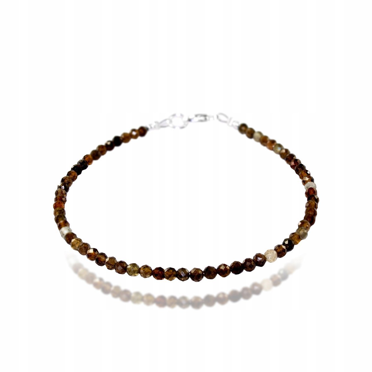 Bransoletka Naturalny Kamień TURMALIN DYMNY fasetowany Srebro 925 19cm, bez marki, AG00000287