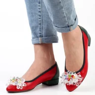 Baleriny - Czerwone skórzane Polskie baleriny damskie Suzana 4024s - miniaturka - grafika 1