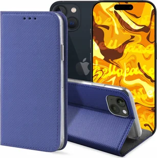 ETUI Z KLAPKĄ DO APPLE IPHONE 13 / 14 GRANATOWE ZAMYKANE MAGNETYCZNE KABURA - Etui i futerały do telefonów - miniaturka - grafika 1