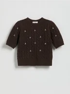 Swetry dla dziewczynek - Reserved - Sweter z dodatkiem wełny - brązowy - miniaturka - grafika 1