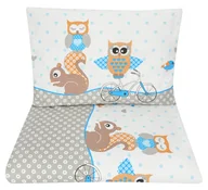 Pościel dla dzieci - POŚCIEL DO ŁÓŻECZKA NIEMOWLĘCA DZIECIĘCA POSZEWKI 120x90 - Sowy na rowerach niebieskie - miniaturka - grafika 1