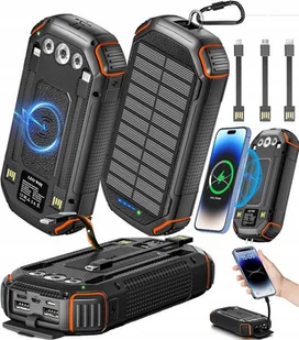 Powerbank Ładowarka Solarny 36000mah 5xusb Latarka Karabińczyk Qi Acelufly - Latarki - miniaturka - grafika 1