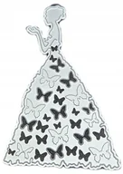 Scrapbooking - Wykrojnik do papieru EMBOSSING szablon do WYTŁACZANIA SUKIENKA W MOTYLKI - miniaturka - grafika 1