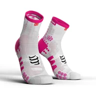 Skarpetki sportowe męskie - COMPRESSPORT Skarpetki do biegania długie ProRacing Socks v3.0 biało-różowe - miniaturka - grafika 1