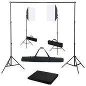 Lampy studyjne - vidaXL Lampa studyjna Fotograficzny zestaw studyjny z lampami softbox i tłem 3055058 - miniaturka - grafika 1