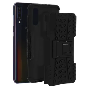 Odporne na wstrząsy etui z podstawką, tylna obudowa do Samsunga Galaxy A70 i podstawka — czarne - Etui i futerały do telefonów - miniaturka - grafika 1