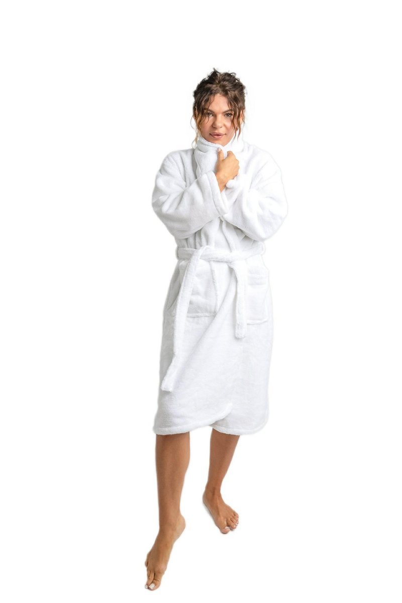 Szlafrok frotte unisex Lama Soft XS biały 450 gsm ze 100% bawełny uszlachetnionej wełną lamy Nefretete