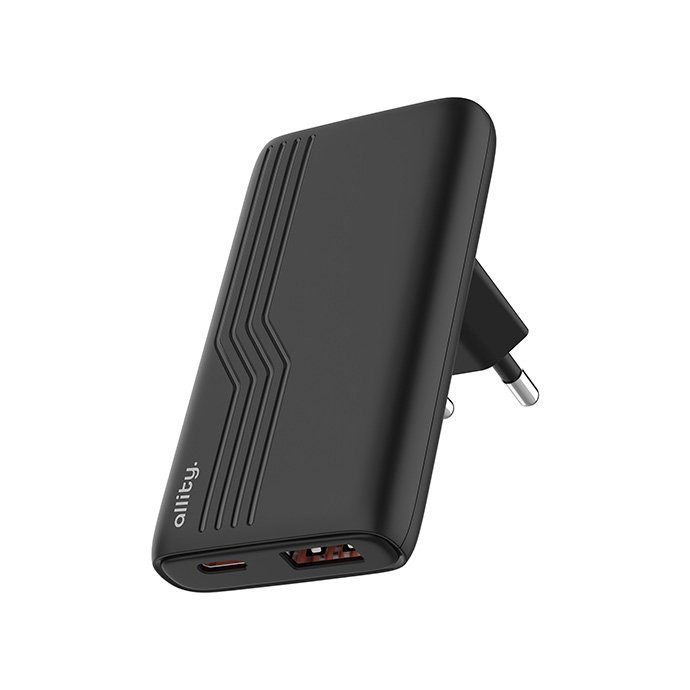 Ładowarka sieciowa Allity GaN PD QC ATC-02-65WAC 1x USB-C + 1x USB-A 65W czarna
