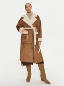 Płaszcze damskie - Dixie Kożuch K683K010A Brązowy Regular Fit - miniaturka - grafika 1