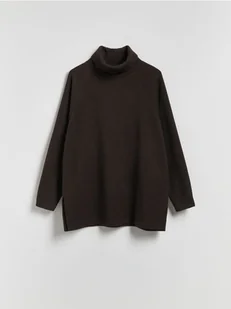 Reserved - Długa bluza z golfem - ciemnobrązowy - Bluzy damskie - miniaturka - grafika 1