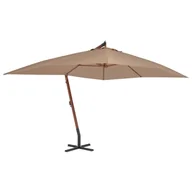 Parasole ogrodowe - vidaXL Wiszący parasol z drewnianym słupkiem, 400 x 300 cm, taupe - miniaturka - grafika 1