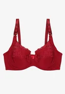Biustonosze - Bordowy Biustonosz Typu Full Cup Zdobiony Koronką Delwinna - miniaturka - grafika 1