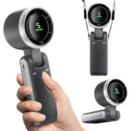 Wentylatory - Miniaturowy, przenośny, składany wentylator, ładowany przez USB, 5 prędkości, wyświetlacz cyfrowy, idealny w podróży i na kempingu, czarny - miniaturka - grafika 1