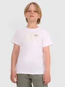 Koszulki dla chłopców - 4F T-shirt regular z nadrukiem chłopięcy - biały 122 (6-7 lat) - miniaturka - grafika 1