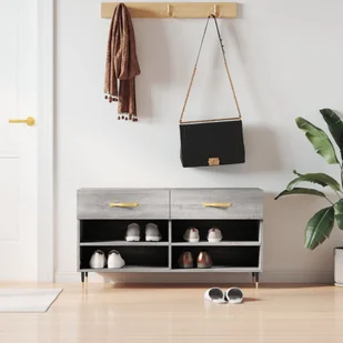 vidaXL Ławka na buty szara Sonoma 102x35x55 cm Materiał drewnopochodny - Ławka na buty - Ławki na buty - Ławka z miejscem do przechowywania - Stojak na buty - Szafki na buty - miniaturka - grafika 1