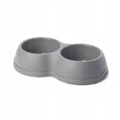 Miski dla psów - BARRY KING BARRY KING MISKA PLASTIKOWA PODWÓJNA DLA PSÓW I KOTÓW M 0.5L 26x15CM SZARA - miniaturka - grafika 1