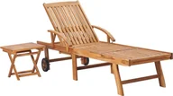 Leżaki ogrodowe - Elior Drewniany leżak ogrodowy ze stolikiem - Algero 3X - miniaturka - grafika 1