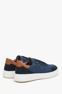 Niebiesko-brązowe sneakersy męskie ze nubuku na wiosnę Estro ER00112844 - Sneakersy męskie - miniaturka - grafika 4