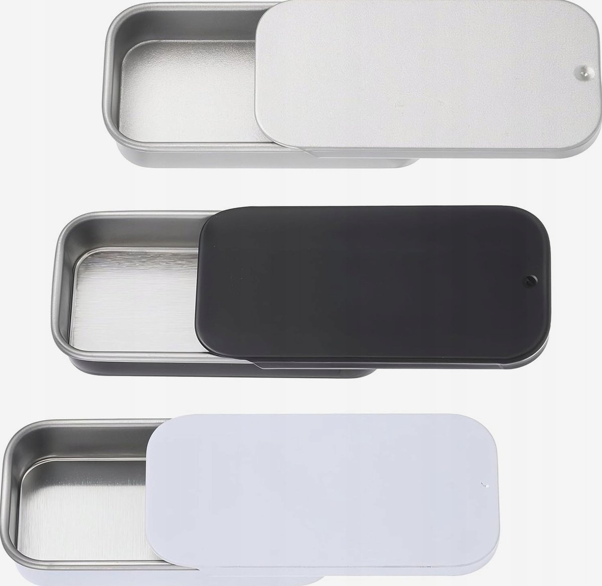 PUDEŁKA 3SZT 5X2.5X1CM METALOWE POJEMNIKI ETUI ZASOBNIK PRZESUWNE