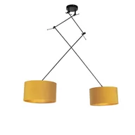 Lampy sufitowe - QAZQA Lampa wisząca regulowana czarna klosz welurowy ochra-złoty 35cm - Blitz II - miniaturka - grafika 1