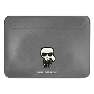 Karl Lagerfeld Karl Lagerfeld Sleeve KLCS16PISFG 16" srebrny/silver Saffiano Ikonik Karl KF000901-0 - Torby na laptopy - miniaturka - grafika 1