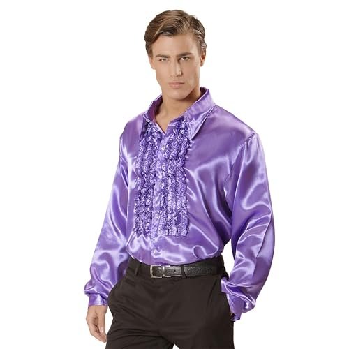 W WIDMANN MILANO Party Fashion - Koszula 70 lat mody disco, z długim rękawem, wykonana z satyny, koszula męska