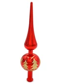 Bombki - CZUBEK NA CHOINKĘ  czerwony SZPIC CHOINKOWY DEKORACJA 23 cm - miniaturka - grafika 1