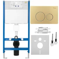 Stelaże i zestawy podtynkowe do WC - Rea Stelaż zestaw podtynkowy K011A-Q do mis WC z przyciskiem I Złoty Szczotkowany - miniaturka - grafika 1