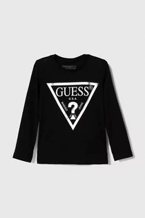 Bluzki dla dziewczynek - Guess longsleeve bawełniany dziecięcy kolor czarny - grafika 1