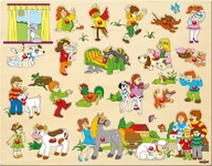 Układanki dla dzieci - WOODY Duża układanka dzieci i ich zwierzaki WD91912 - miniaturka - grafika 1